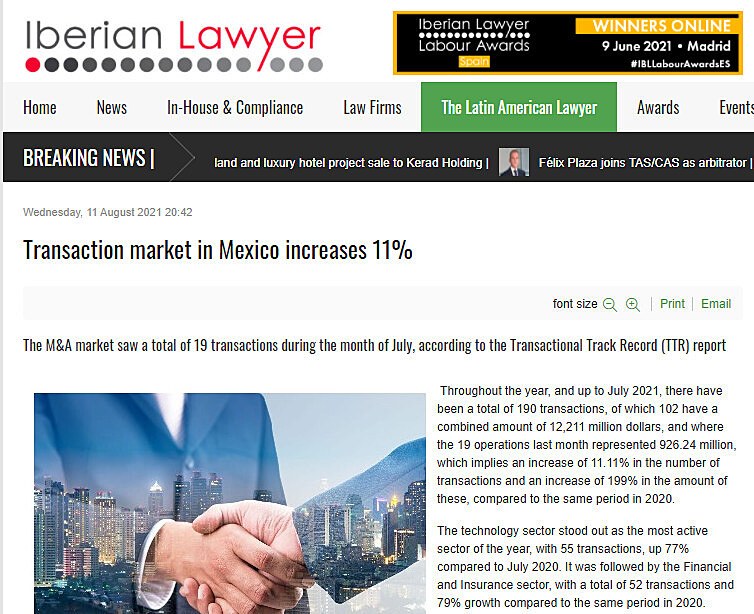 Transaction market in Mexico increases 11%